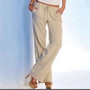 London Jean 100% Linen Neutral Wide Leg Pants. Women’s Small (actual 34x28)